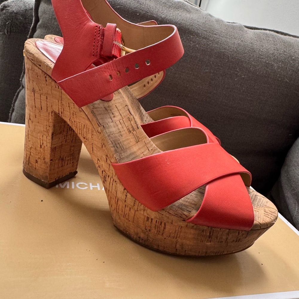 Michael Kors Orange Platform Cork Sandals